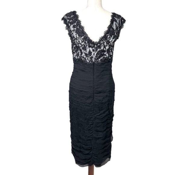 Tadashi Collection 100% SILK contrast blk Sheath dress sz 12‎ - Picture 3 of 12
